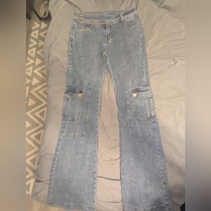 Women's Blue Cargo Jeans